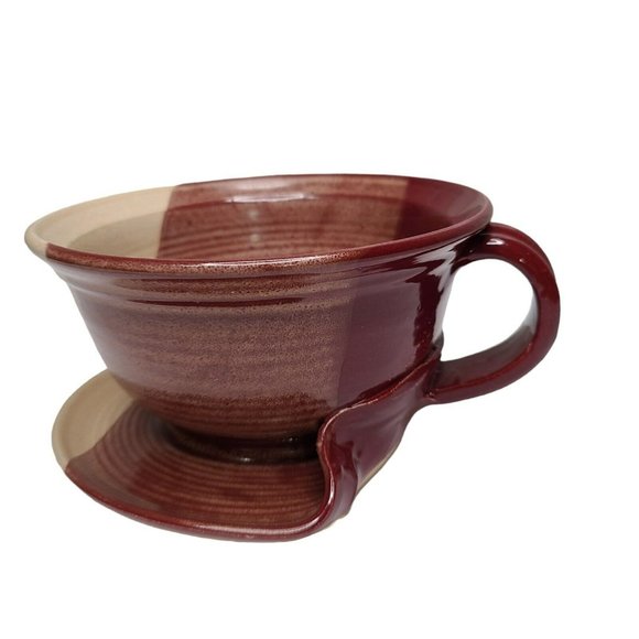 Art Pottery Clay Pottery Unique Soup Bowl Mug Plate Dish One Piece Tri Color - Picture 2 of 16